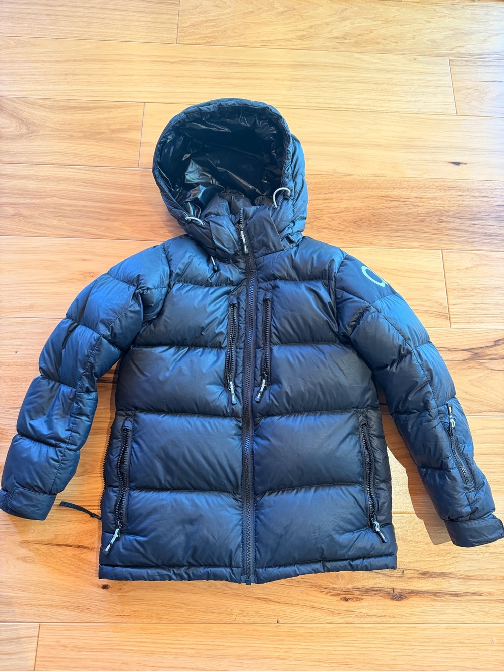 Arctica Kids Insulated Black Puffer Jacket with Hood- Goose Down